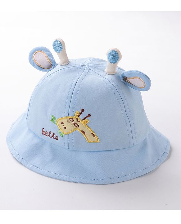 Babyhug Bucket Hat Girrafe Design Blue - Diameter 16 cm