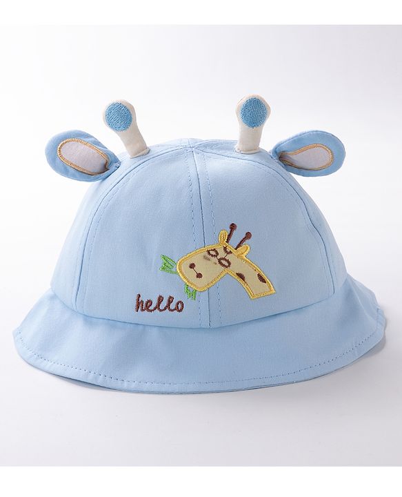 Babyhug Bucket Hat Girrafe Design Blue - Diameter 16 cm