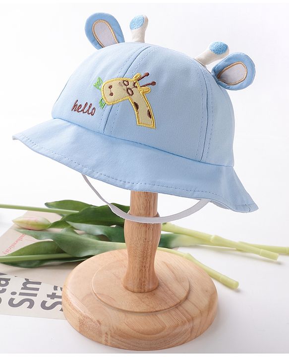 Babyhug Bucket Hat Girrafe Design Blue - Diameter 16 cm
