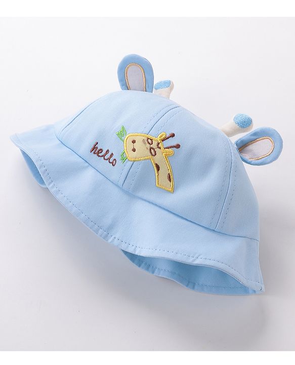 Babyhug Bucket Hat Girrafe Design Blue - Diameter 16 cm