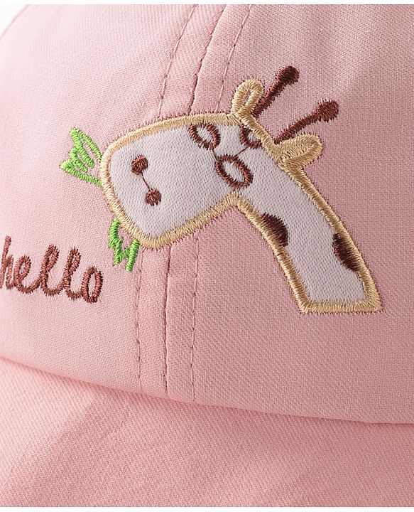 Babyhug Free Size Bucket Hat with Giraffe Details - Pink