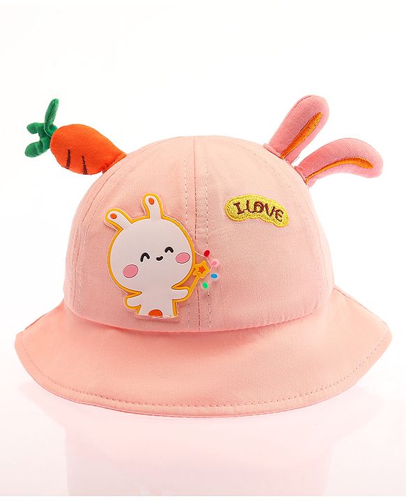 Babyhug Bucket Hat Bunny Design Pink - Diameter 17 cm