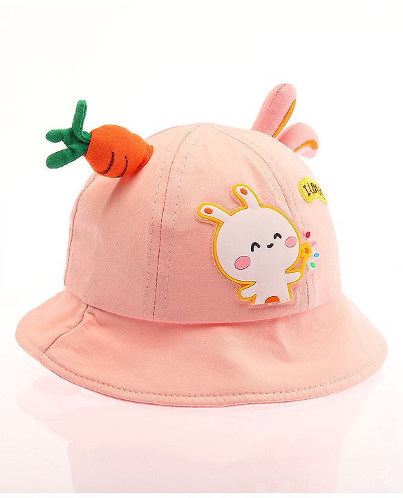 Babyhug Bucket Hat Bunny Design Pink - Diameter 17 cm