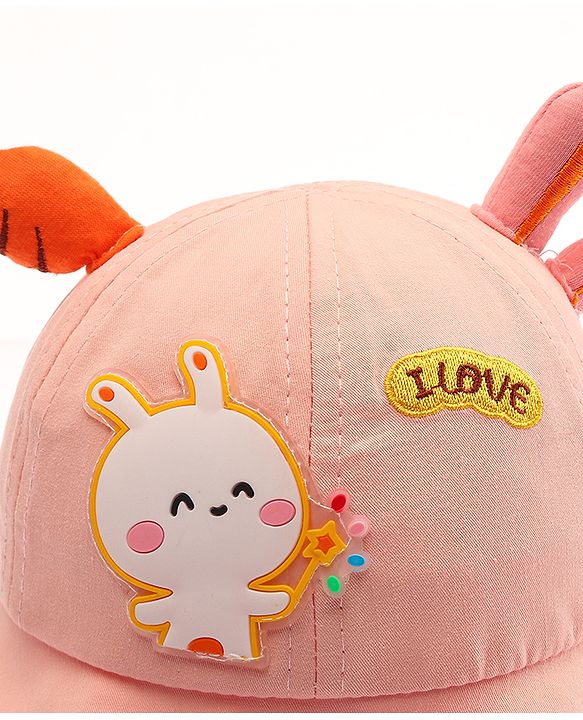 Babyhug Bucket Hat Bunny Design Pink - Diameter 17 cm