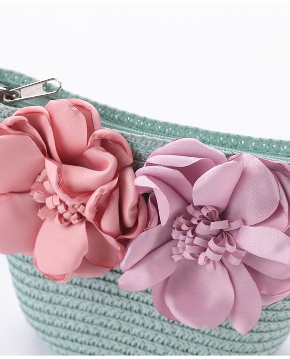 Babyhug Straw Hat Flower Design with Sling Bag - Blue