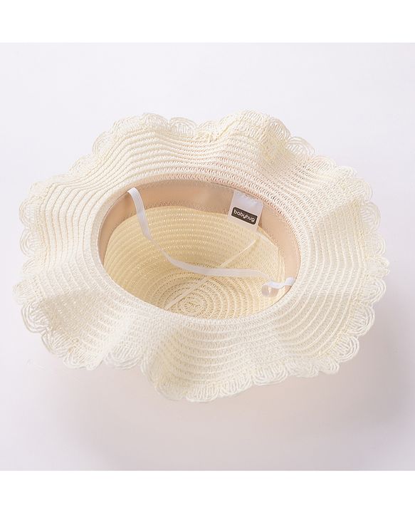 Babyhug Straw Hat Bow Design with Sling Bag - Cream