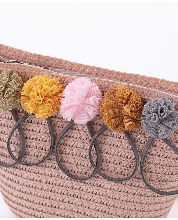 Babyhug Straw Hat with Purse - Pink