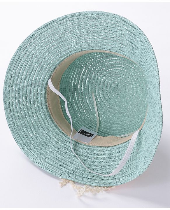 Babyhug Straw Hat Bow Design with Sling Bag - Blue
