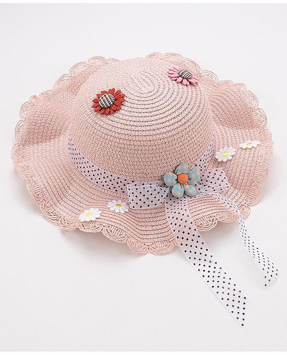 Babyhug Straw Hat Floral Design - Pink