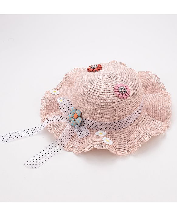 Babyhug Straw Hat Floral Design - Pink