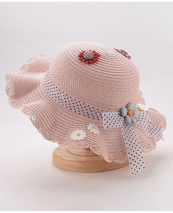 Babyhug Straw Hat Floral Design - Pink
