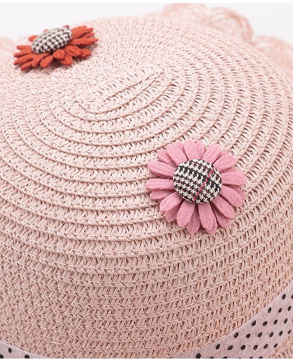 Babyhug Straw Hat Floral Design - Pink