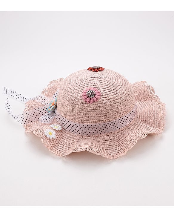 Babyhug Straw Hat Floral Design - Pink
