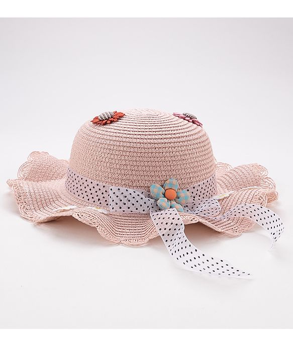 Babyhug Straw Hat Floral Design - Pink