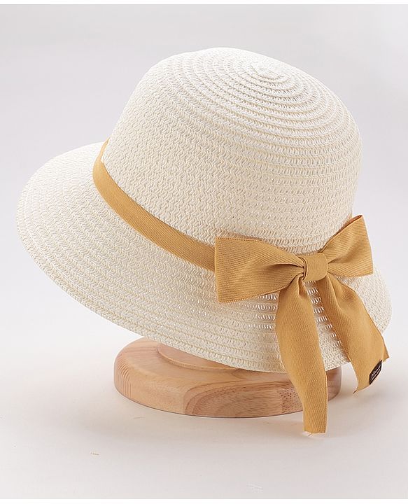 Babyhug Straw Hat Bow Design - White