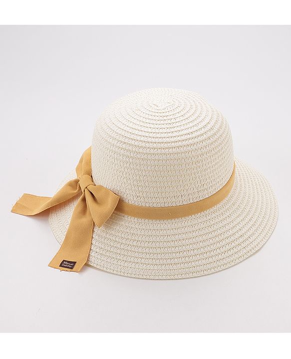 Babyhug Straw Hat Bow Design - White