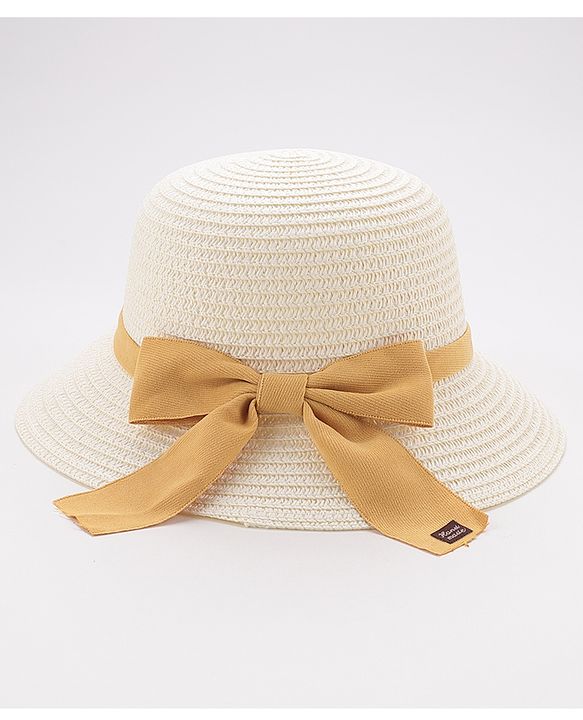 Babyhug Straw Hat Bow Design - White