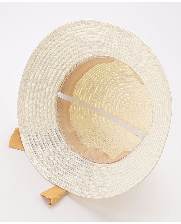 Babyhug Straw Hat Bow Design - White