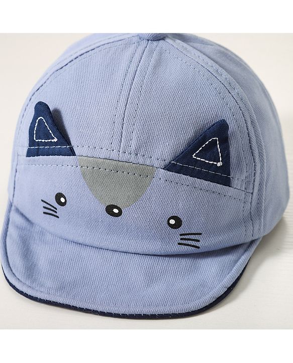 Babyhug Free Size Baseball Cap with Fox Detailing -  Blue