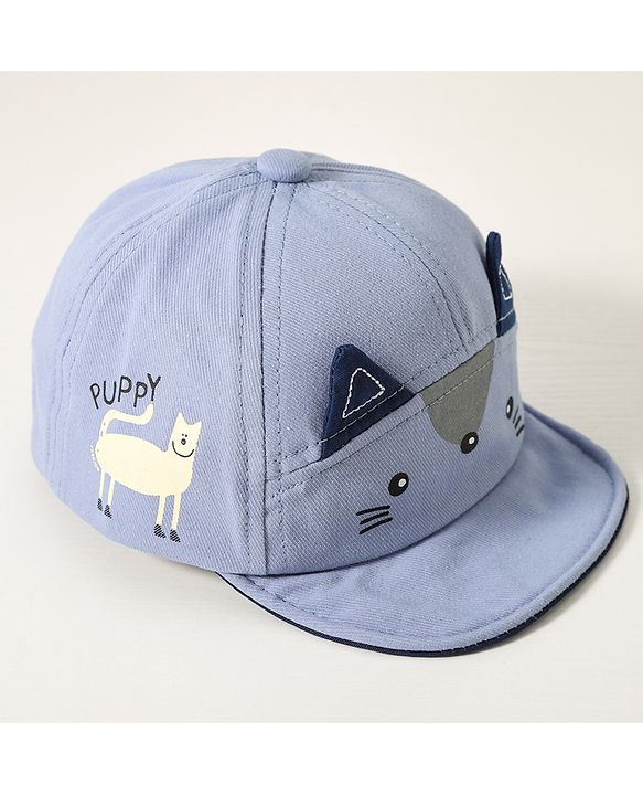 Babyhug Free Size Baseball Cap with Fox Detailing -  Blue