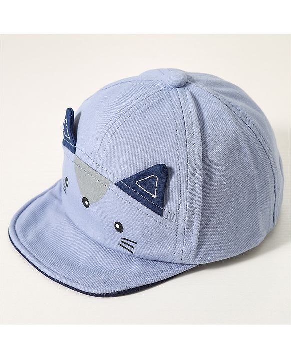 Babyhug Free Size Baseball Cap with Fox Detailing -  Blue