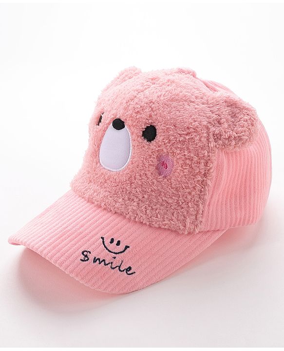 Babyhug Free Size Bucket Cap with Teddy Detailing -  Pink