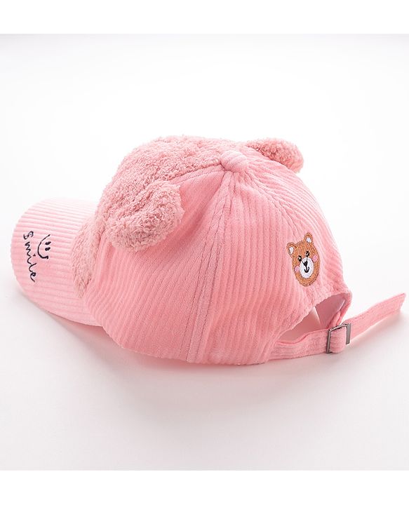 Babyhug Free Size Bucket Cap with Teddy Detailing -  Pink