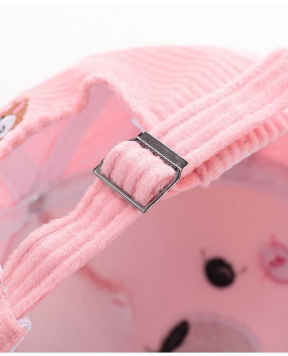 Babyhug Free Size Bucket Cap with Teddy Detailing -  Pink
