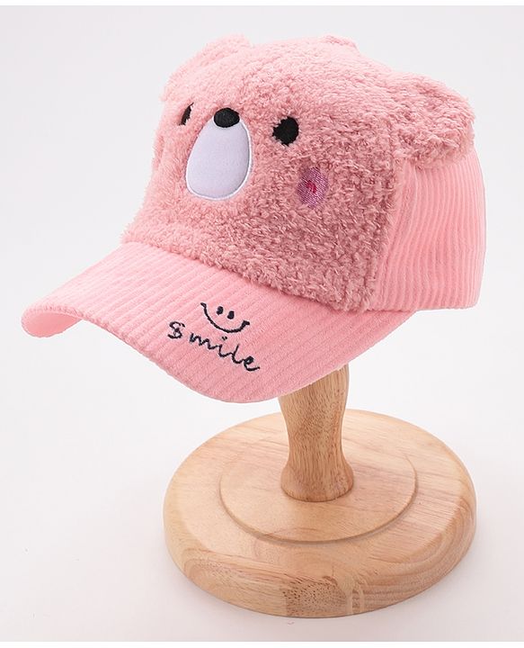 Babyhug Free Size Bucket Cap with Teddy Detailing -  Pink