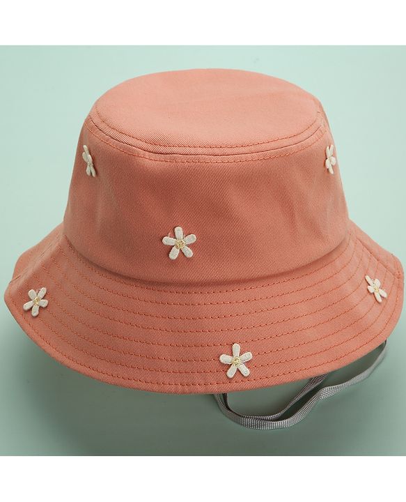 Babyhug Bucket Hat Floral Design Peach - Diameter 18.5 cm