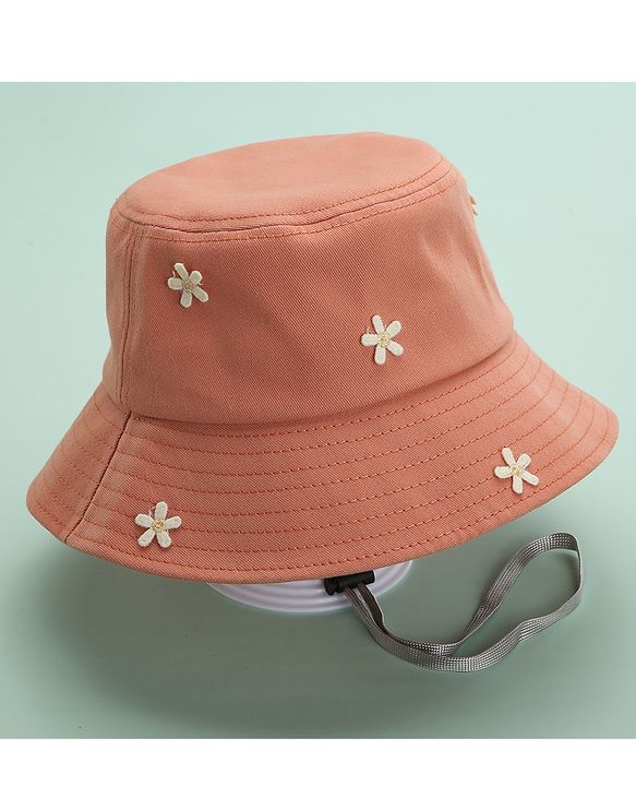 Babyhug Bucket Hat Floral Design Peach - Diameter 18.5 cm