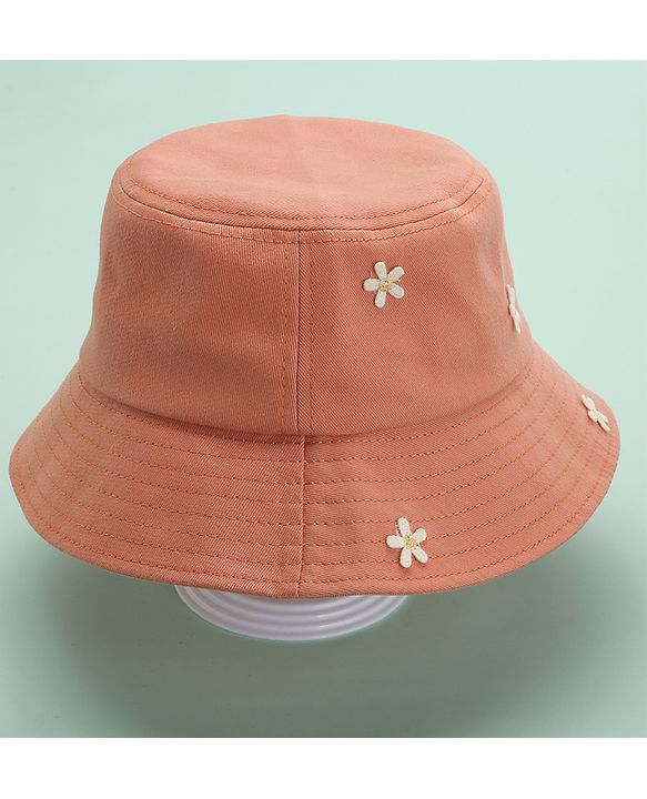 Babyhug Bucket Hat Floral Design Peach - Diameter 18.5 cm