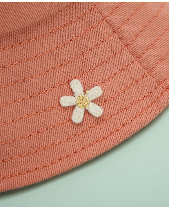 Babyhug Bucket Hat Floral Design Peach - Diameter 18.5 cm