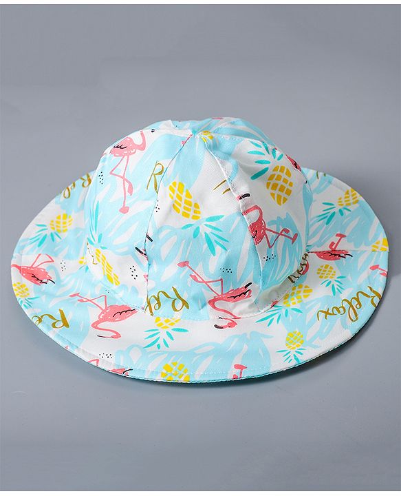 Babyhug Cotton Bucket Hat Floral Print - Blue