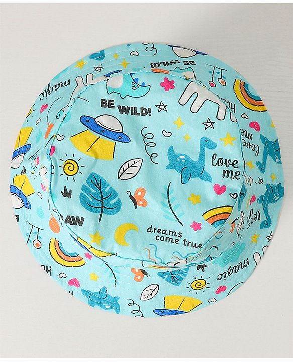 Babyhug Cotton Bucket Hat Printed Blue - Diameter 14.5 cm
