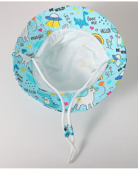 Babyhug Cotton Bucket Hat Printed Blue - Diameter 14.5 cm
