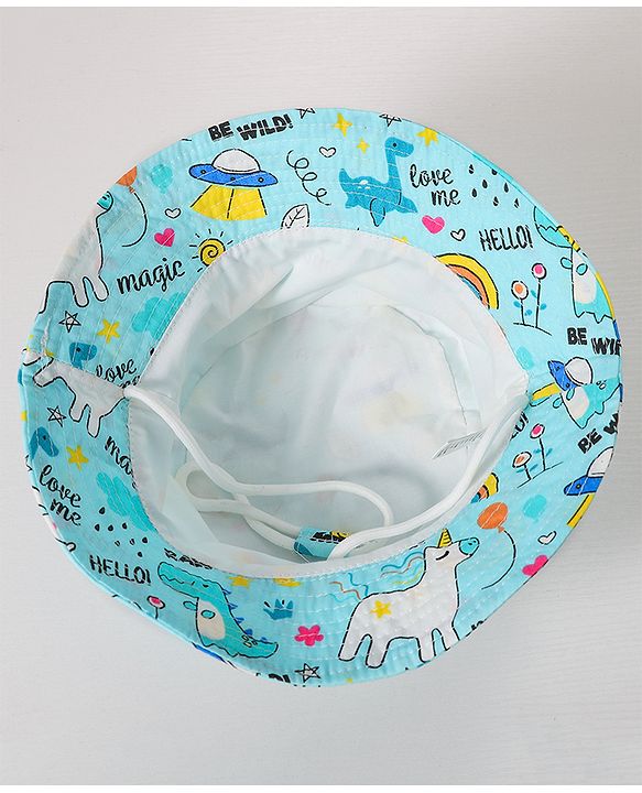 Babyhug Cotton Bucket Hat Printed Blue - Diameter 14.5 cm
