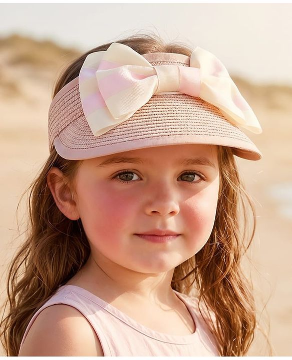 Babyhug Free Size Straw Cap with Bow Applique - Pink