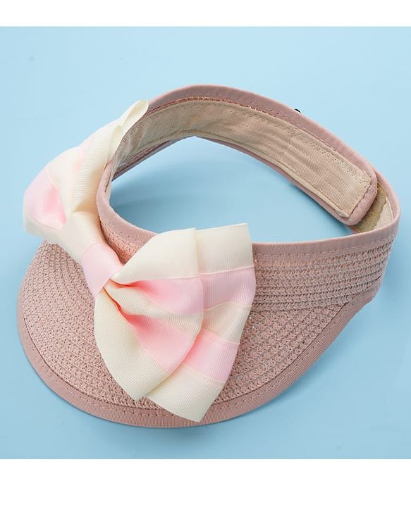 Babyhug Free Size Straw Cap with Bow Applique - Pink