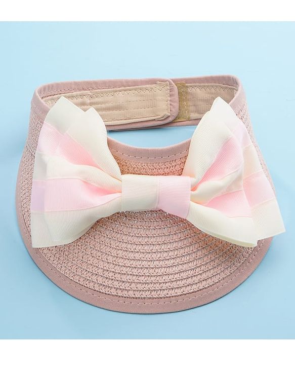 Babyhug Free Size Straw Cap with Bow Applique - Pink