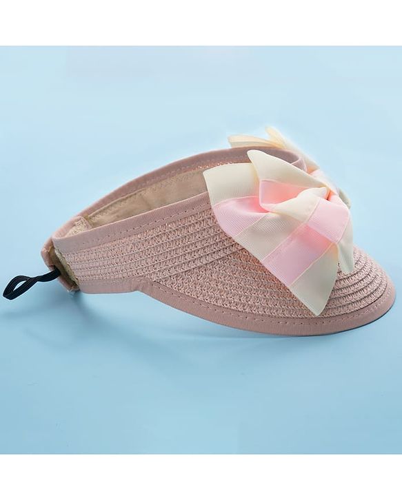 Babyhug Free Size Straw Cap with Bow Applique - Pink