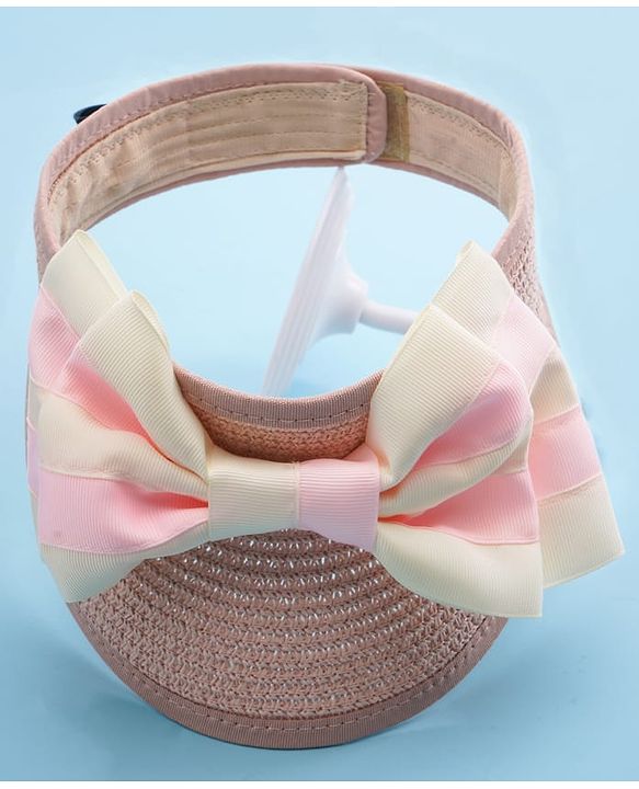 Babyhug Free Size Straw Cap with Bow Applique - Pink
