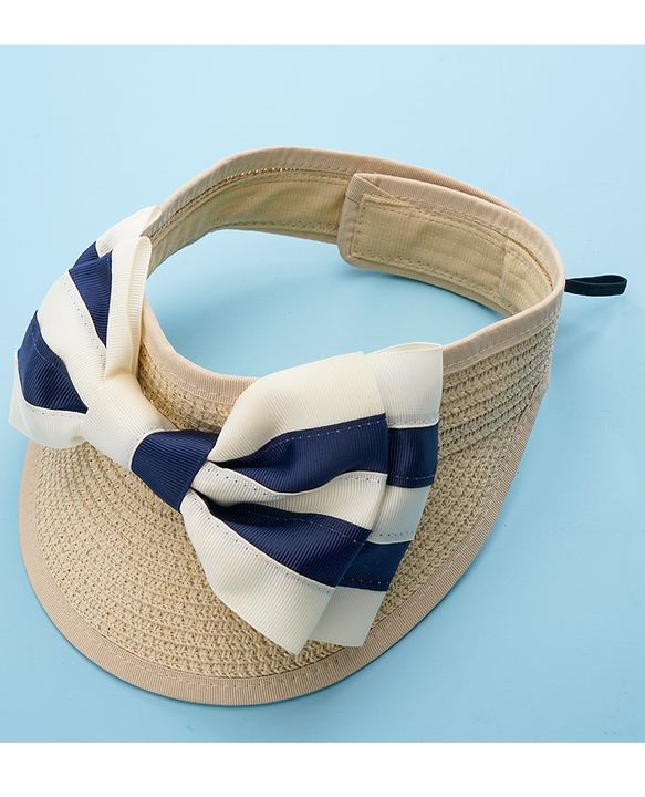 Babyhug Free Size Straw Cap with Bow Applique - Beige