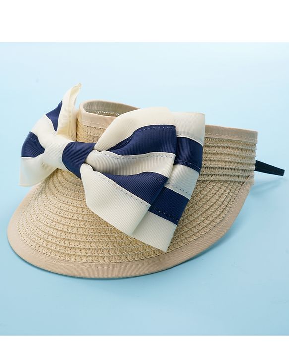 Babyhug Free Size Straw Cap with Bow Applique - Beige