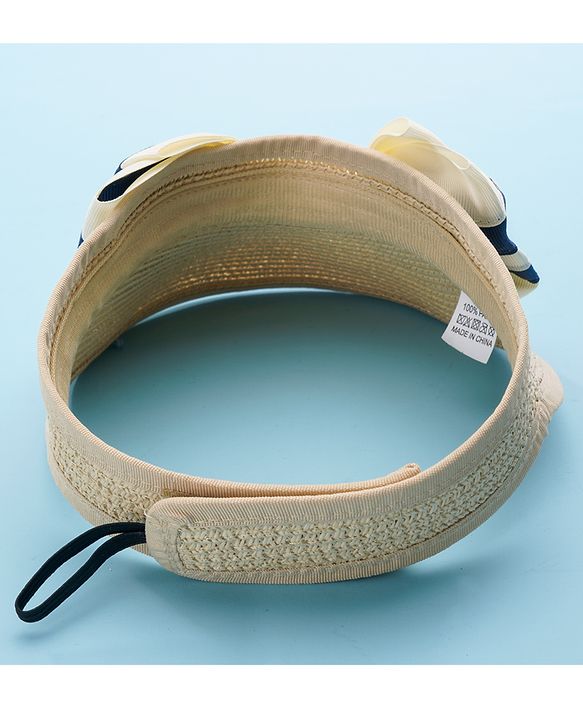 Babyhug Free Size Straw Cap with Bow Applique - Beige