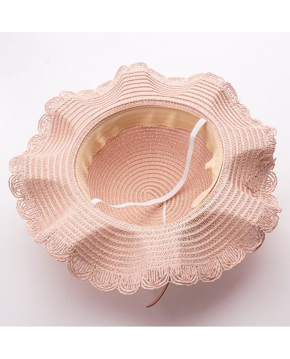Babyhug Straw Hat Flower Design  Pink - Diameter 18 cm