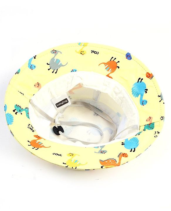 Babyhug Bucket Hat Dinosaur Print Yellow - Diameter 19 cm