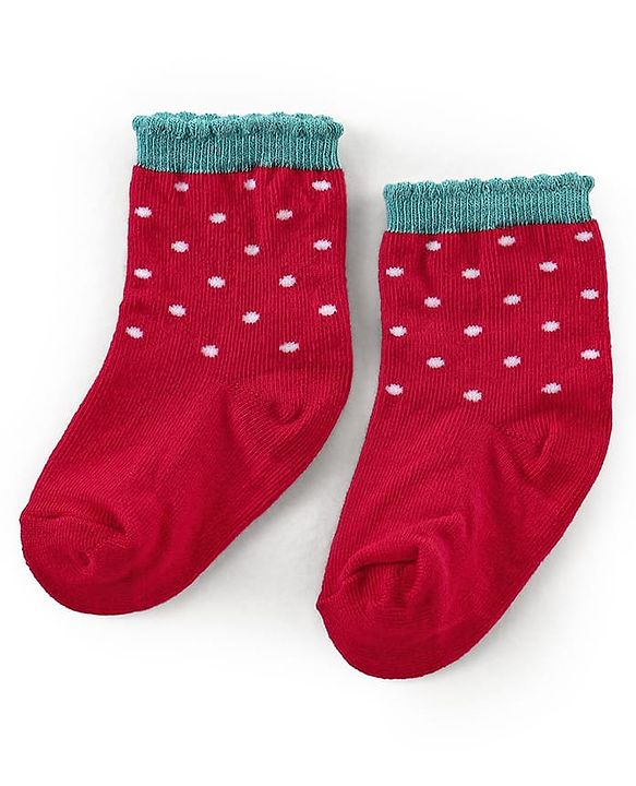 Cutewalk By Babyhug Anti Bacterial Ankle Length Socks Cherry Print Pack Of 3 - White & Red
