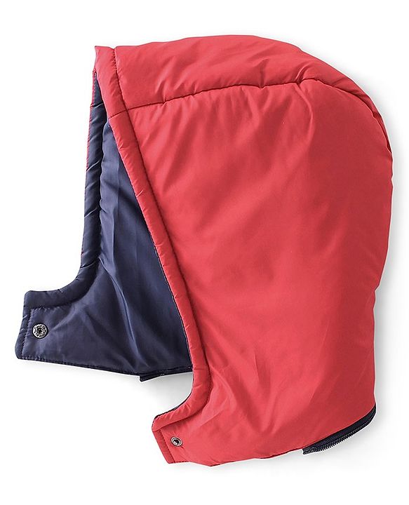 Pine Kids Woven Full Sleeves Medium Winter Hooded Jacket With Text Print - Red