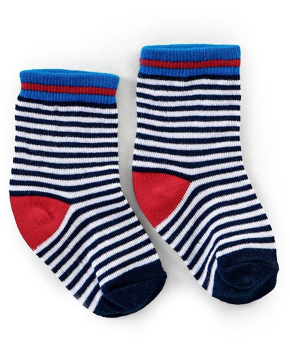 Cutewalk By Babyhug Anti Bacterial Ankle Length Socks Striped Pack Of 3 - White & Red